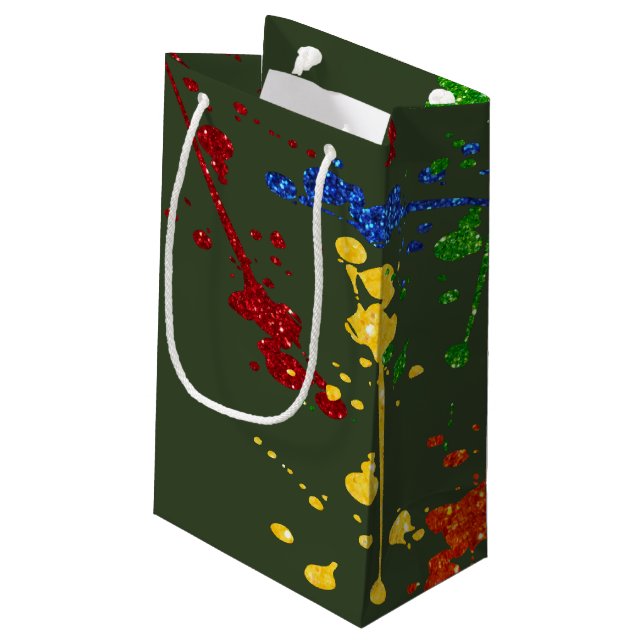 Glitzer Paintball Party Paint Spritzer Classic Kleine Geschenktüte (Rückseite Schrägansicht)