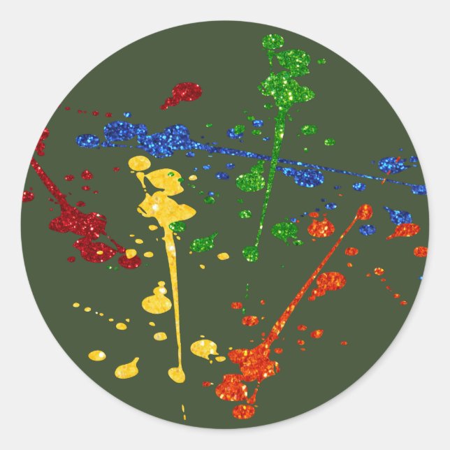 Glitzer Paintball Party Paint Spritzer Runder Aufkleber (Vorderseite)