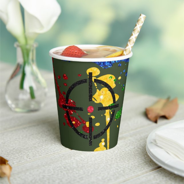 Glitzer Paintball Party Ziele Pappbecher (In Situ)