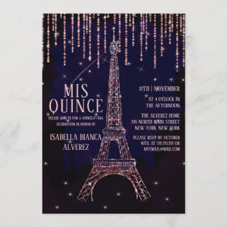 Glitzer Paris Eiffel Tower Quinceñera Einladung