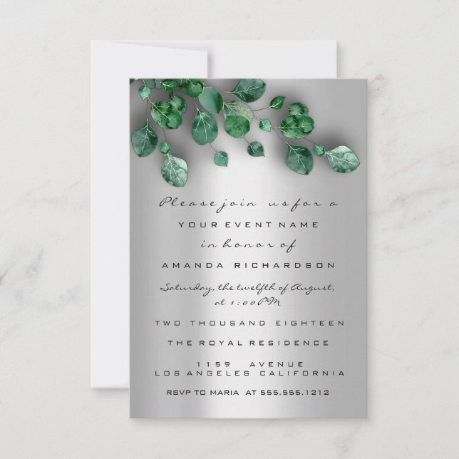 Glitzer parken Rustikal Silver Green Baby Dusche F Einladung (Vorderseite)