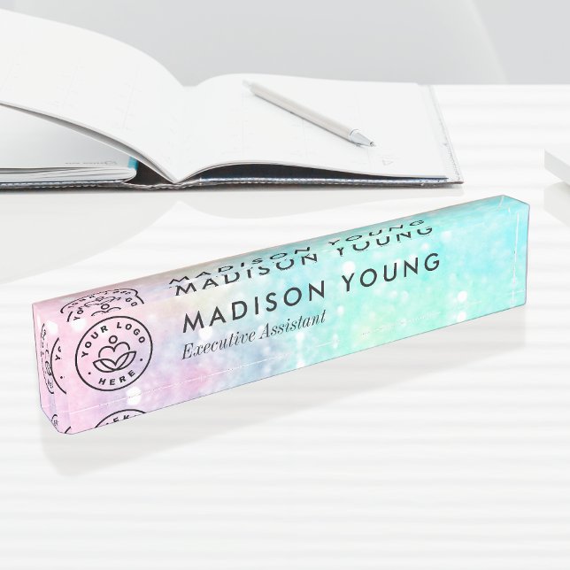 Glitzer Pastel Bokeh Girly Colorful Pattern Namensplakette (Von Creator hochgeladen)