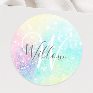 Glitzer Pastel Bokeh Girly Colorful Pattern Runder Aufkleber