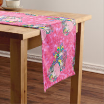 Glitzer Pastle Pink Einhorn Long Table Runner