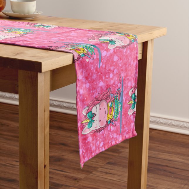 Glitzer Pastle Pink Einhorn Long Table Runner Großer Tischläufer (Beispiel)