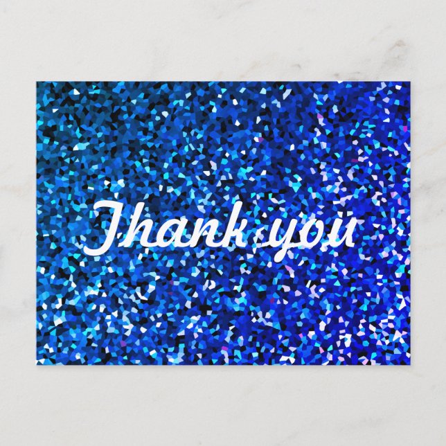 Glitzer Patterns Vielen Dank Neon Blue Sparkle Postkarte (Vorderseite)