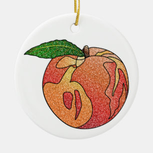 Glitzer Peach Keramik Ornament