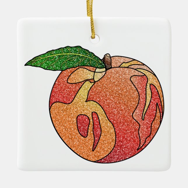 Glitzer Peach Keramikornament (Vorderseite)