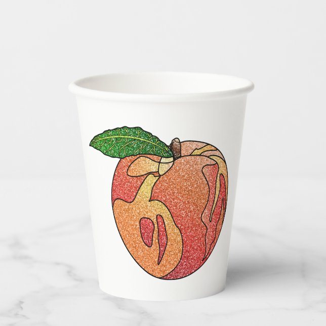 Glitzer Peach Pappbecher (Vorderseite)