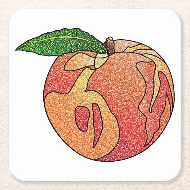 Glitzer Peach Rechteckiger Pappuntersetzer (Vorderseite)