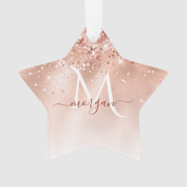 Glitzer Peach Rose Gold Monogramm Ornament