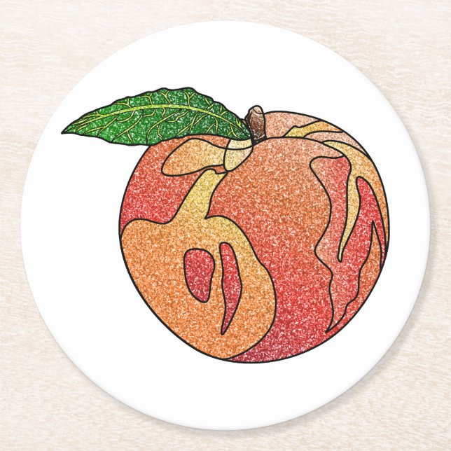 Glitzer Peach Runder Pappuntersetzer (Vorderseite)