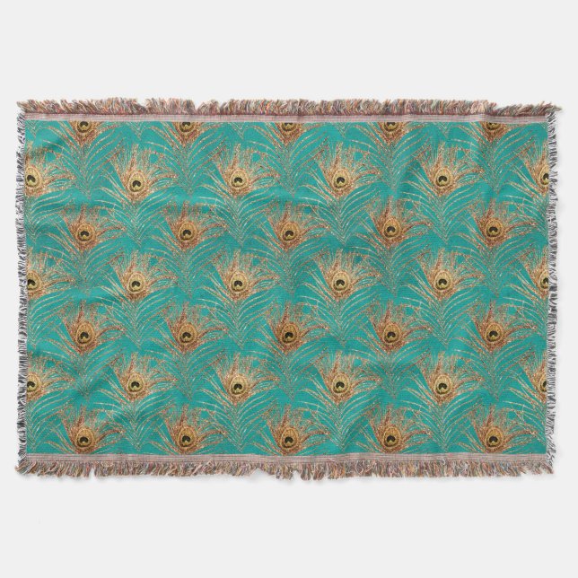 Glitzer Peacock Feathers Pattern Decke (Vorderseite)