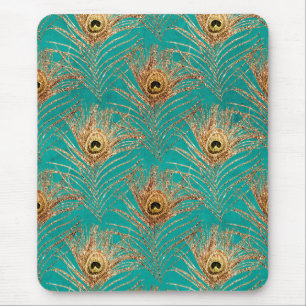 Glitzer Peacock Feathers Pattern Mousepad