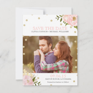 Glitzer-Pfingstrosen-Save the Date Mitteilungen Save The Date