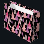Glitzer Pink Black Christmas Tree Muster Große Geschenktüte<br><div class="desc">Glitzer und rosa Muster</div>