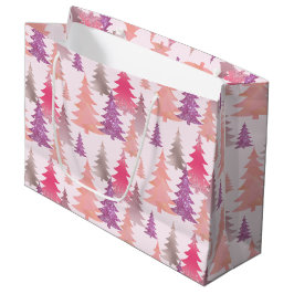 Glitzer Pink Blush Weihnachtsbaummuster Große Geschenktüte