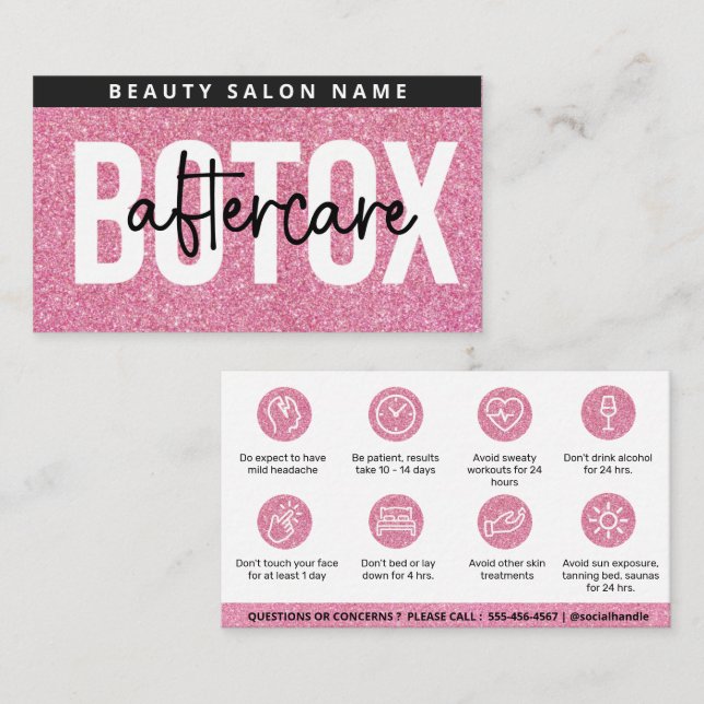 Glitzer Pink Botox Füllfederhalter Anleitung Nachs Visitenkarte (Vorne/Hinten)