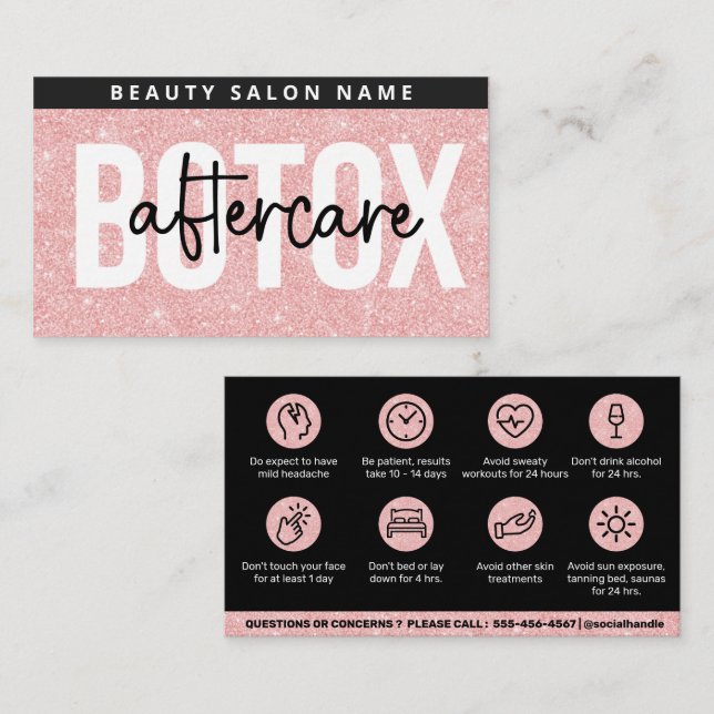 Glitzer Pink Botox Füllfederhalter Anleitung Nachs Visitenkarte (Vorne/Hinten)