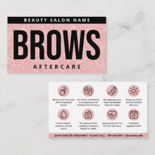 Glitzer Pink Brows Aftercare PMU Knochenanleitung Visitenkarte