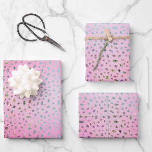 Glitzer Pink Cheetah Print Geschenkpapier Set