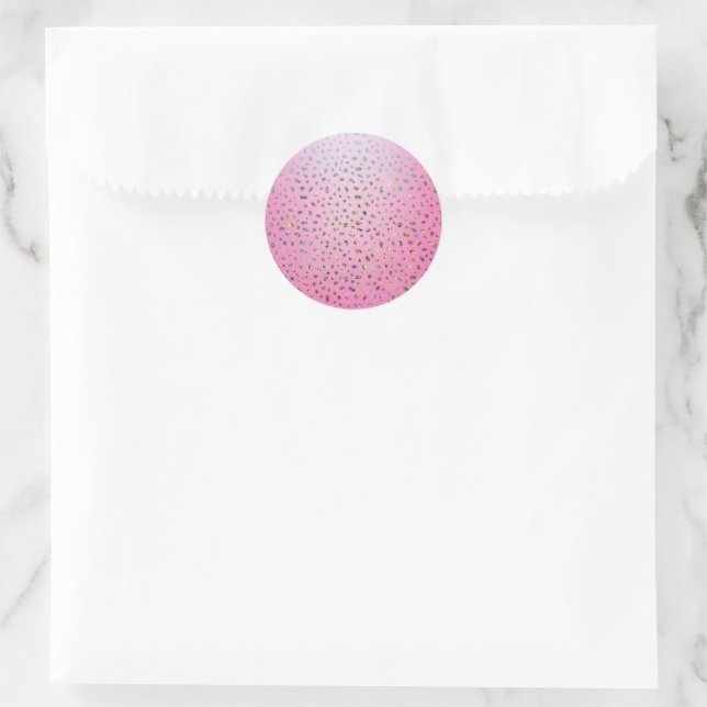 Glitzer Pink Cheetah Print Runder Aufkleber (Tasche)