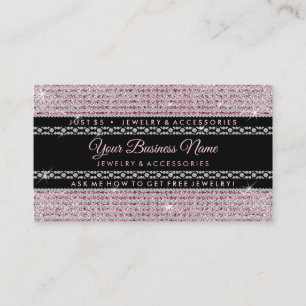 Glitzer-Pink-Diamanten-Signatur-Mädchen-Schmuck Visitenkarte