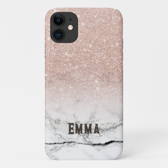 Glitzer pink Emma auf iPhone 11 Hüllen (Rückseite)