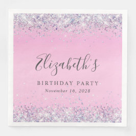Glitzer Pink Geburtstagsparty Serviette