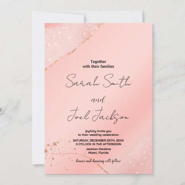 Glitzer Pink Hochzeitseinladungen Einladung (Vorderseite)
