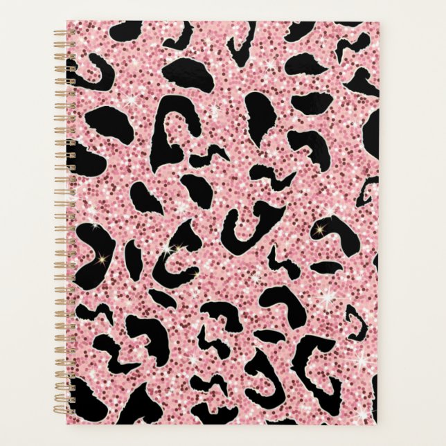 GLITZER PINK LEOPARD PLANNER PLANER (Vorderseite)