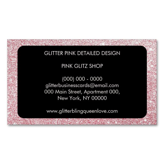 Glitzer Pink Simple Feminine Girly Magnetische Visitenkarte (Vorderseite)