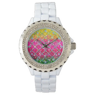 Glitzer Pink Snakeskin Armbanduhr