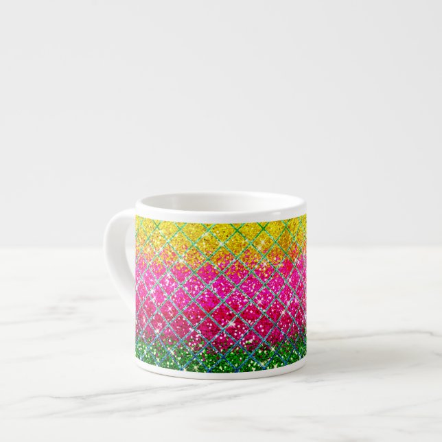 Glitzer Pink Snakeskin Espressotasse (Vorderseite Links)