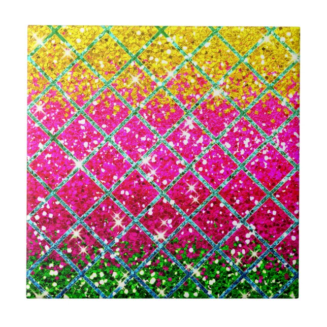 Glitzer Pink Snakeskin Fliese (Vorderseite)