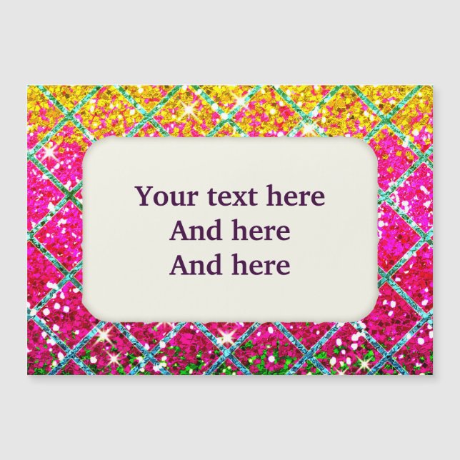 Glitzer Pink Snakeskin Magnetkarte (Vorderseite)