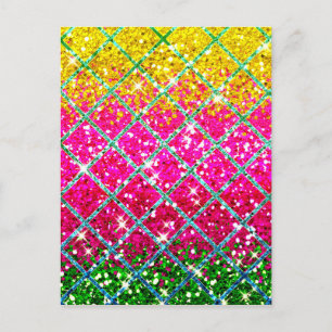Glitzer Pink Snakeskin Postkarte