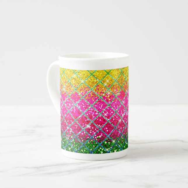 Glitzer Pink Snakeskin Prozellantasse (Vorderseite Links)