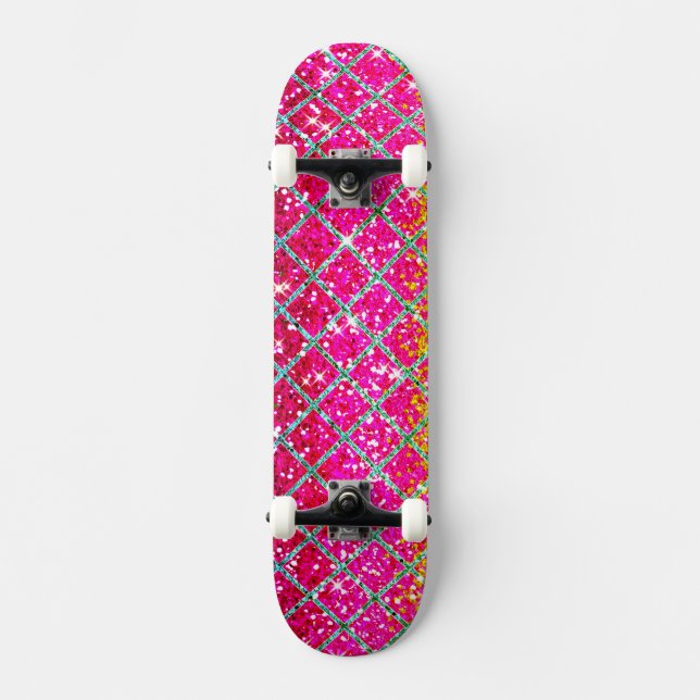 Glitzer Pink Snakeskin Skateboard (Vorderseite)
