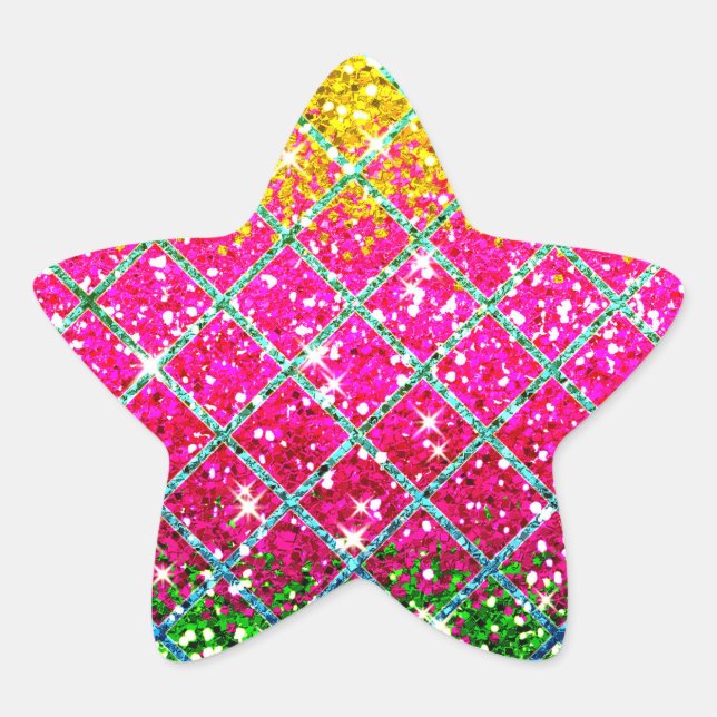 Glitzer Pink Snakeskin Stern-Aufkleber (Vorderseite)