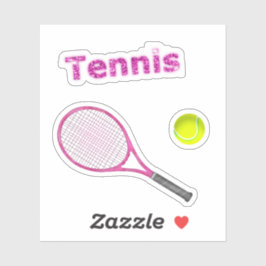 Glitzer Pink Tennis Racket & Ball Niedlich Sport Aufkleber