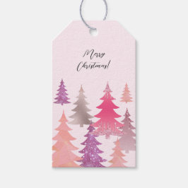 Glitzer Pink Weihnachtsbaummuster Geschenkanhänger