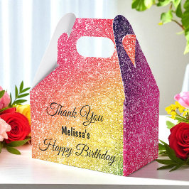 Glitzer Pink Yellow Gold Vielen Dank Geschenkschachtel