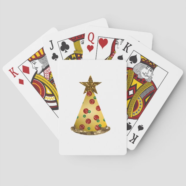 Glitzer Pizza Weihnachtsbaum Spielkarten (Rückseite)