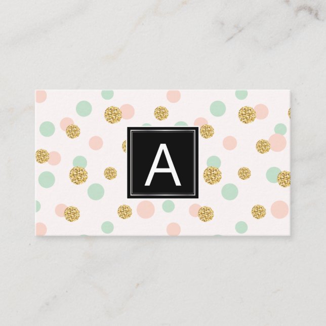Glitzer Polka Dot Pattern Visitenkarte (Vorderseite)