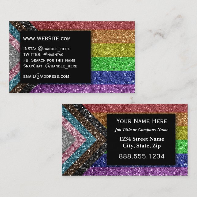 Glitzer Preschool Lehrer Professor LGBT Gay Pride Visitenkarte (Vorne/Hinten)