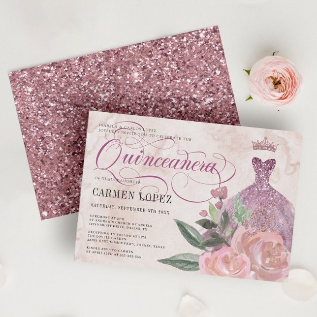 Glitzer Princess Quinceanera Einladung (Von Creator hochgeladen)