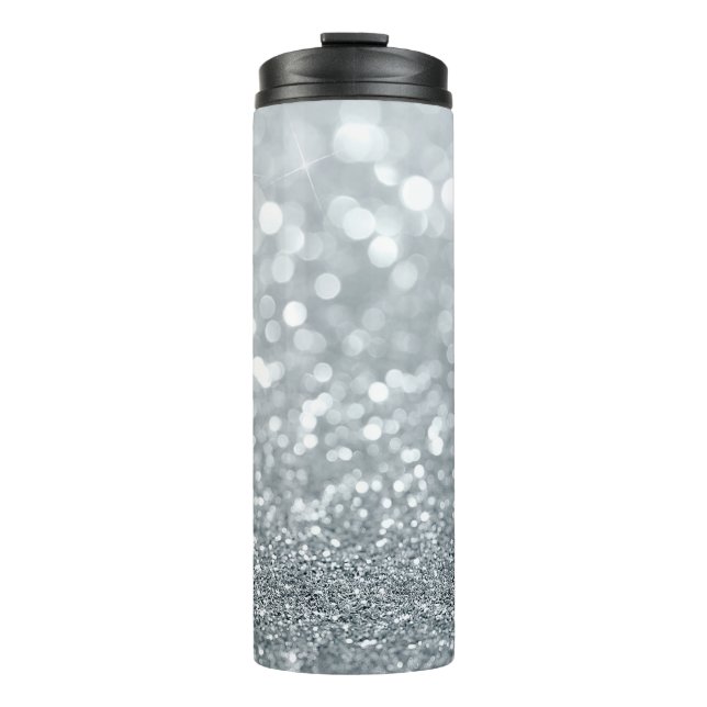 Glitzer Princess Silver Sparkle Glamour Thermosbecher (Vorderseite)