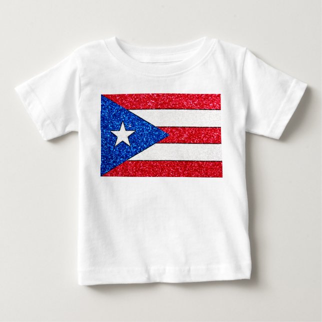 Glitzer Puerto Rico Babyflagge Shirt (Vorderseite)