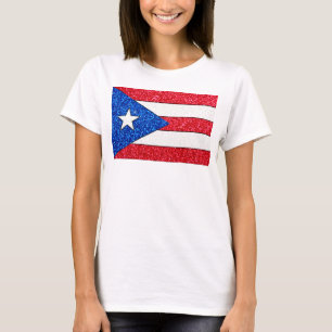 Glitzer Puerto Rico Flag Ladys Gurt Shirt